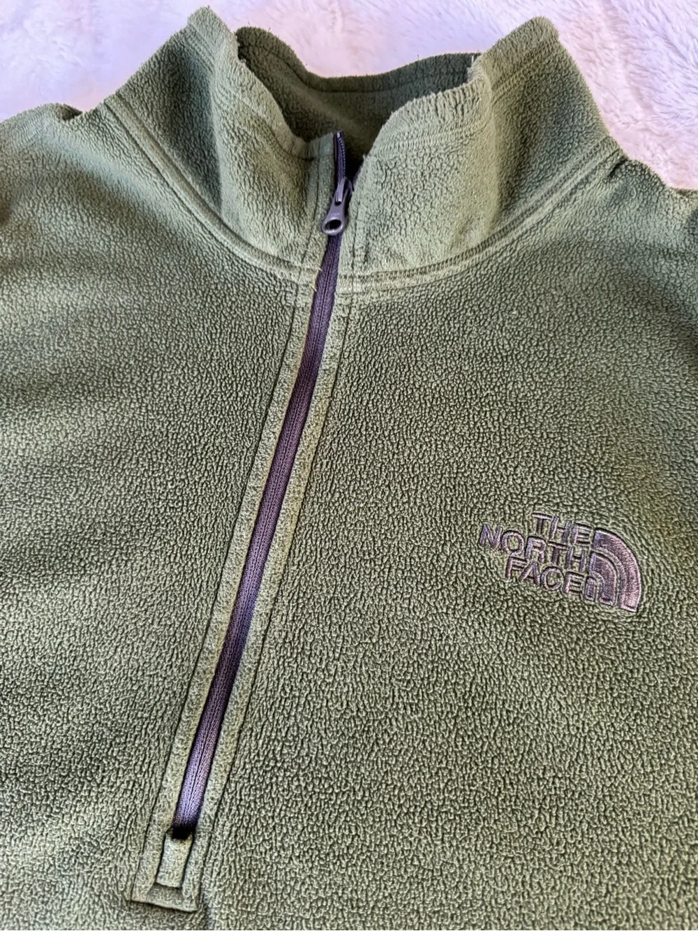The North Face Moss Green 1/4 Zip Fleece Jacket
